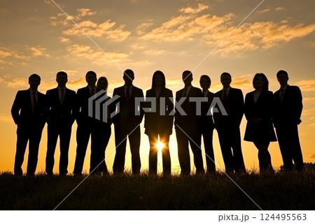 Group of experts. Silhouette of business persons. Close up 124495563