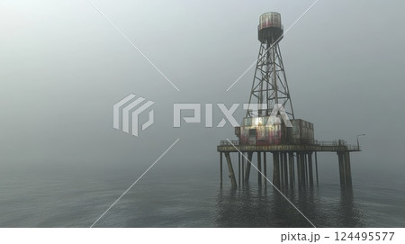 oil derrick in the sea oil derrick in the sea 124495577