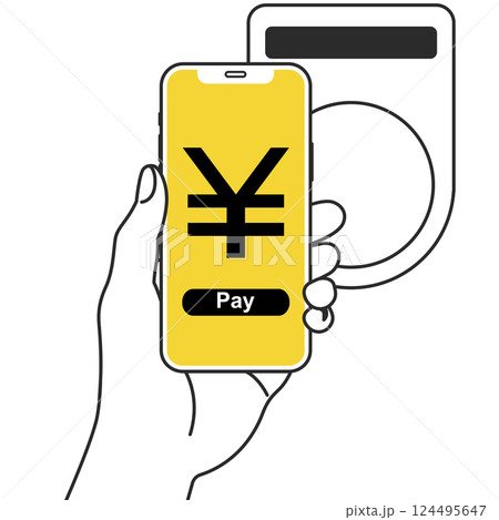 スマホでキャッシュレス決済をするイラスト 124495647