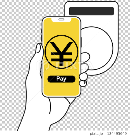 Illustration of making cashless payment with a smartphone 124495649