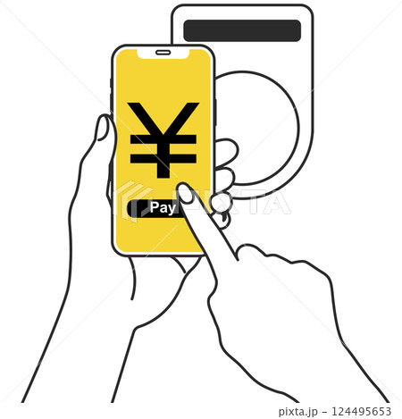 スマホでキャッシュレス決済をするイラスト 124495653