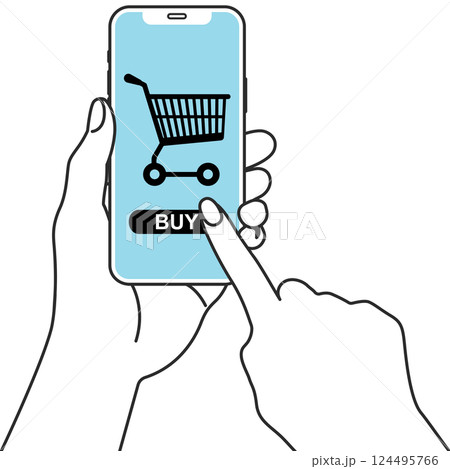 スマホでキャッシュレス決済をするイラスト 124495766
