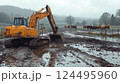 Heavy machinery transporting culled cows during foot-and-mouth disease outbreak. created with a Generative AI technology. 124495960