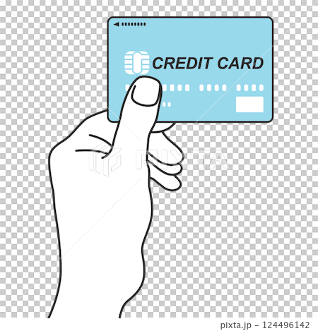 クレジットカードでキャッシュレス決済するイラスト クレジットカードでキャッシュレス決済するイラスト 124496142
