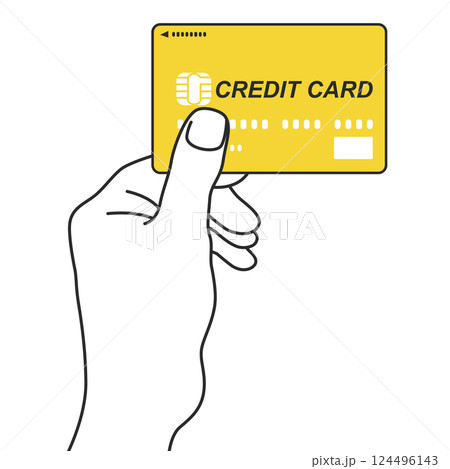クレジットカードでキャッシュレス決済するイラスト クレジットカードでキャッシュレス決済するイラスト 124496143