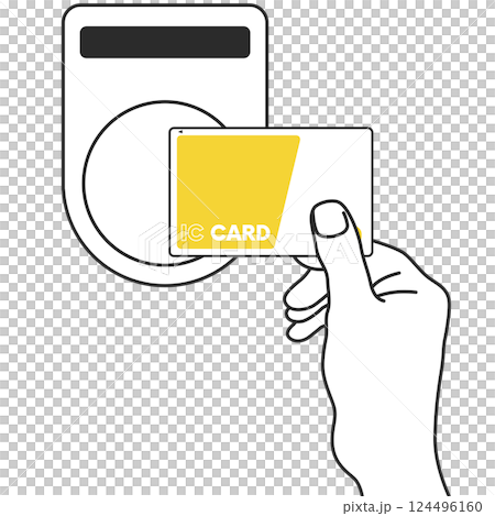 クレジットカードでキャッシュレス決済するイラスト 124496160