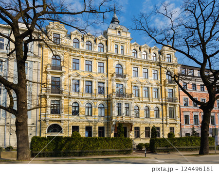 Art Nouveau Building Facade in Riga; Latvia 124496181