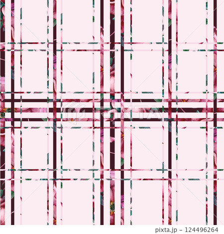 Seamless abstract pattern multi colored lines on the soft pink background. Vertical horizontal strips ornate as companion to main pattern. For scrapbooking, packaging, stationary, textiles, template Seamless abstract pattern multi colored lines on the soft pink background. Vertical horizontal strips ornate as companion to main pattern. For scrapbooking, packaging, stationary, textiles, template 124496264