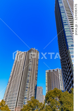 東京　中央区の都市風景　晴海埠頭のタワーマンション 124496476