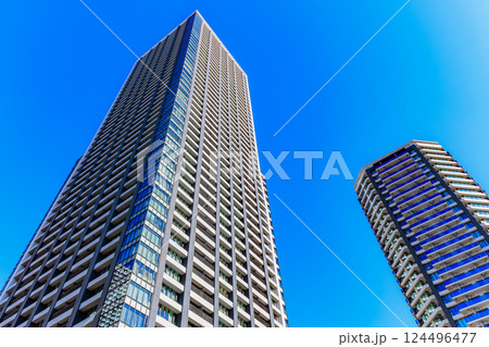 東京 中央区の都市風景 晴海埠頭のタワーマンション 東京 中央区の都市風景 晴海埠頭のタワーマンション 124496477