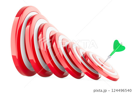 Domino Effect from targets with arrow in bullseye. 3D rendering 124496540