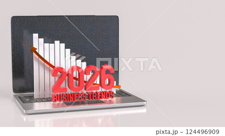 The Red business trend 2026 and chart on notebook for Business concept 3d Rendering. 124496909