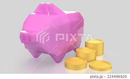 The Piggy Bank and coins for Saving or earn concept 3d Rendering. 124496920
