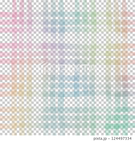 Rainbow Plaid Gingham Check Hand Drawn Background Pattern Overlay 124497334