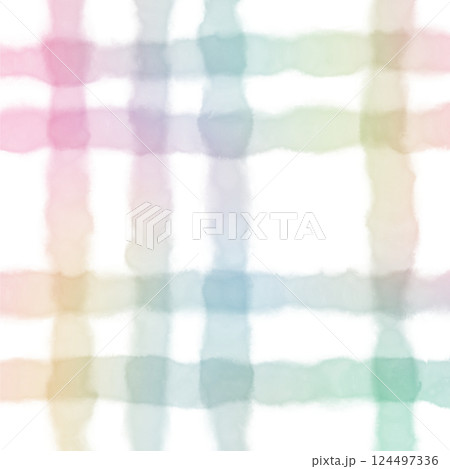 Rainbow Plaid Gingham Check Hand Drawn Background Pattern Overlay 124497336