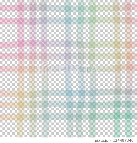 Rainbow Plaid Gingham Check Hand Drawn Background Pattern Overlay 124497340