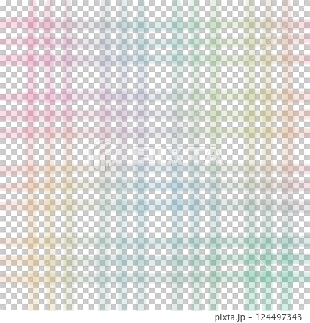 Rainbow Plaid Gingham Check Hand Drawn Background Pattern Overlay 124497343
