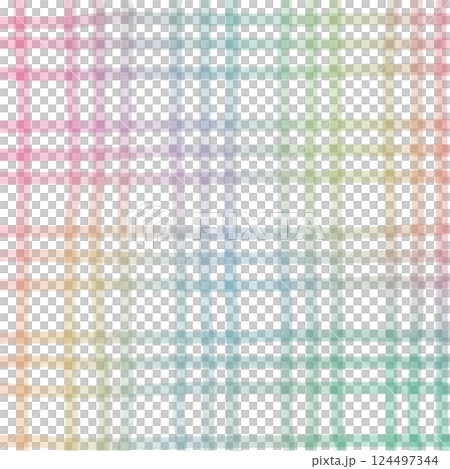 Rainbow Plaid Gingham Check Hand Drawn Background Pattern Overlay 124497344