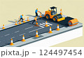 Isometric 3D Road Construction Scene Illustration 124497454