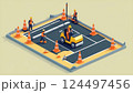 Isometric 3D Illustration of Road Construction Scene 124497456