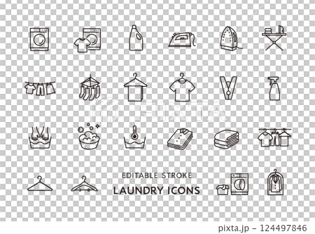 洗衣相關圖示集（單色） 124497846