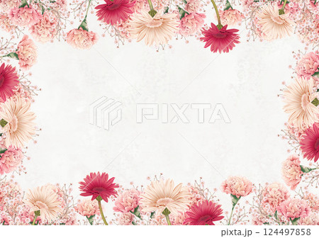 ガーベラとカーネーションの母の日の花枠 124497858