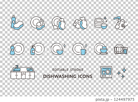 Dishwashing icon set 124497975