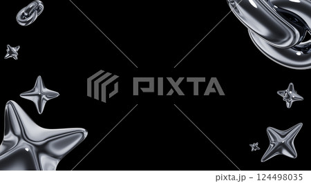 black chrome iridescent holographic 3D banner 124498035