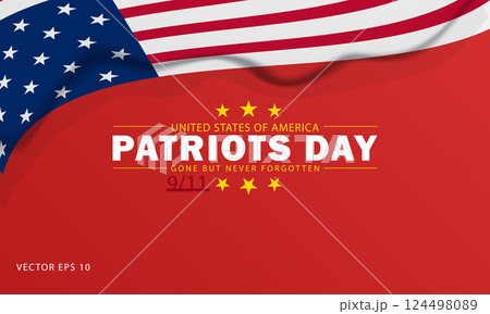 Patriots Day Tribute with American Flag and Memorial Quote 124498089