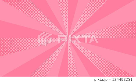 ドット柄入りのサンバーストの背景、スターバースト、光線、集中線 124498251