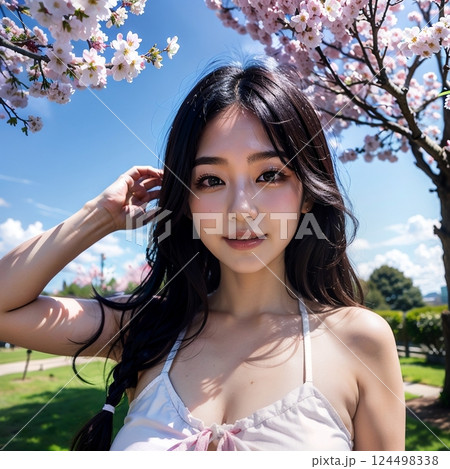 あどけない　桜の木に囲まれて 124498338