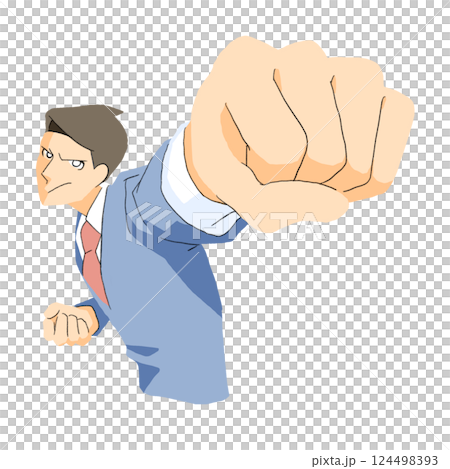 パンチを繰り出すスーツを着たビジネスマン 124498393