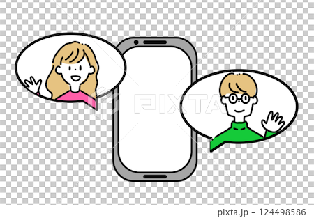 Men and women talking on smartphones 124498586