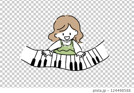 ピアノを弾く女の子のイラスト 124498588