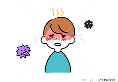 風邪に感染する男の子 124498594