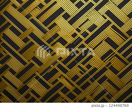 和紙のテクスチャのイメージ素材　モダン幾何学模様　金色 124498769