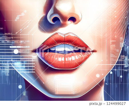 音声データを解析される女性のイラスト素材 124499027