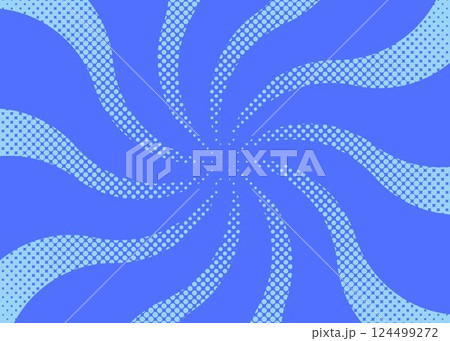 曲線のサンバースト、ハーフトーンのドット柄、ポップなデザイン 124499272