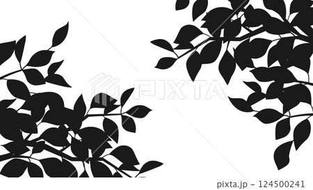 葉のシルエットのイラスト　アスペクト比16：9バージョン 124500241