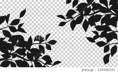葉のシルエットのイラスト　アスペクト比16：9バージョン 124500241