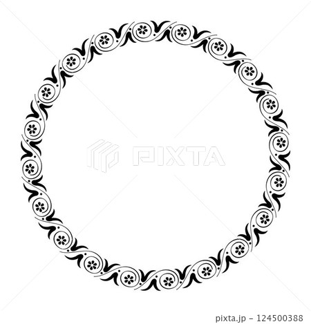 Beautiful round frame arabesque with floral...のイラスト素材 [124500388] - PIXTA