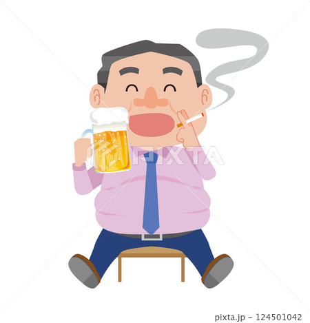 飲酒と喫煙を楽しむ男性 124501042