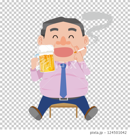 飲酒と喫煙を楽しむ男性 124501042