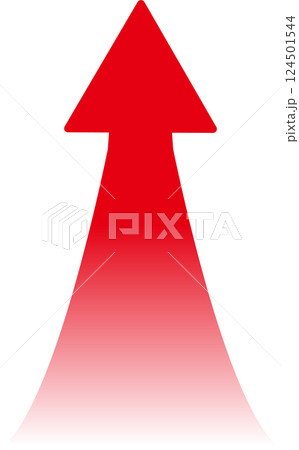 矢印　右肩上がり　上昇　UP　アイコン　飾り　あしらい　ピクトグラム　ビジネス　イラスト素材　赤 124501544