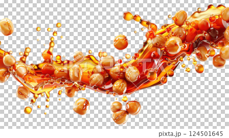 Floating Soy Beans in Sauce Splash 124501645