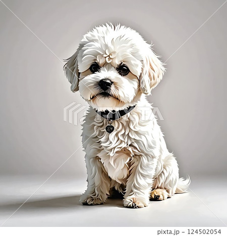 巻き毛のトップコートを持つ小型犬のビションフリーゼ 巻き毛のトップコートを持つ小型犬のビションフリーゼ 124502054