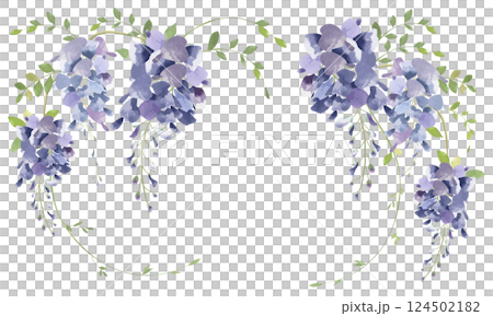用水彩畫的紫藤花的框架材料 用水彩畫的紫藤花的框架材料 124502182
