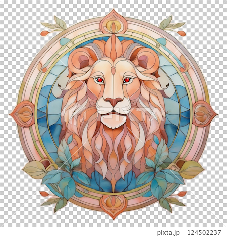 復古彩色玻璃獅子插圖2/傳單和海報材料 復古彩色玻璃獅子插圖2/傳單和海報材料 124502237