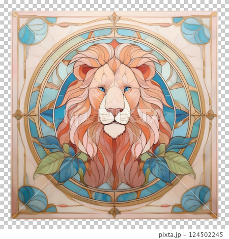 復古彩色玻璃獅子插圖9/傳單和海報材料 復古彩色玻璃獅子插圖9/傳單和海報材料 124502245