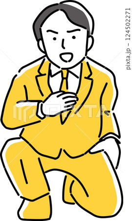 胸に手を当てて話す男性会社員 124502271